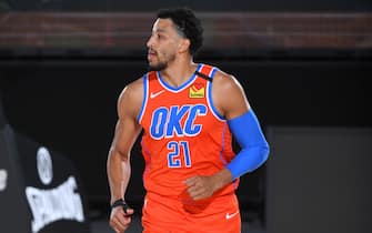 ORLANDO, FL - JULY 24: Andre Roberson #21 of the Oklahoma City Thunder looks on during the game on July 24, 2020 at Visa Athletic Center at ESPN Wide World of Sports Complex in Orlando, Florida. NOTE TO USER: User expressly acknowledges and agrees that, by downloading and or using this photograph, User is consenting to the terms and conditions of the Getty Images License Agreement. Mandatory Copyright Notice: Copyright 2020 NBAE (Photo by Garrett Ellwood/NBAE via Getty Images)