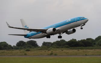 A KLM Boeing 737-800 takes off from Manchester International Airport (Editorial use only)