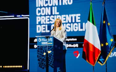 La presidente del Consiglio Giorgia Meloni al Meeting di Rimini, 27 agosto 2025. Ansa / Filippo Attili - ufficio stampa Palazzo Chigi ++FOTO DIFFUSA DALL'UFFICIO STAMPA DI PALAZZO CHIGI - USARE SOLO PER ILLUSTRARE OGGI LA NOTIZIA INDICATA NEL TITOLO - NON ARCHIVIARE FOTO NON IN VENDITA - DA USARE SOLO PER FINI GIORNALISTICI - NPK+++