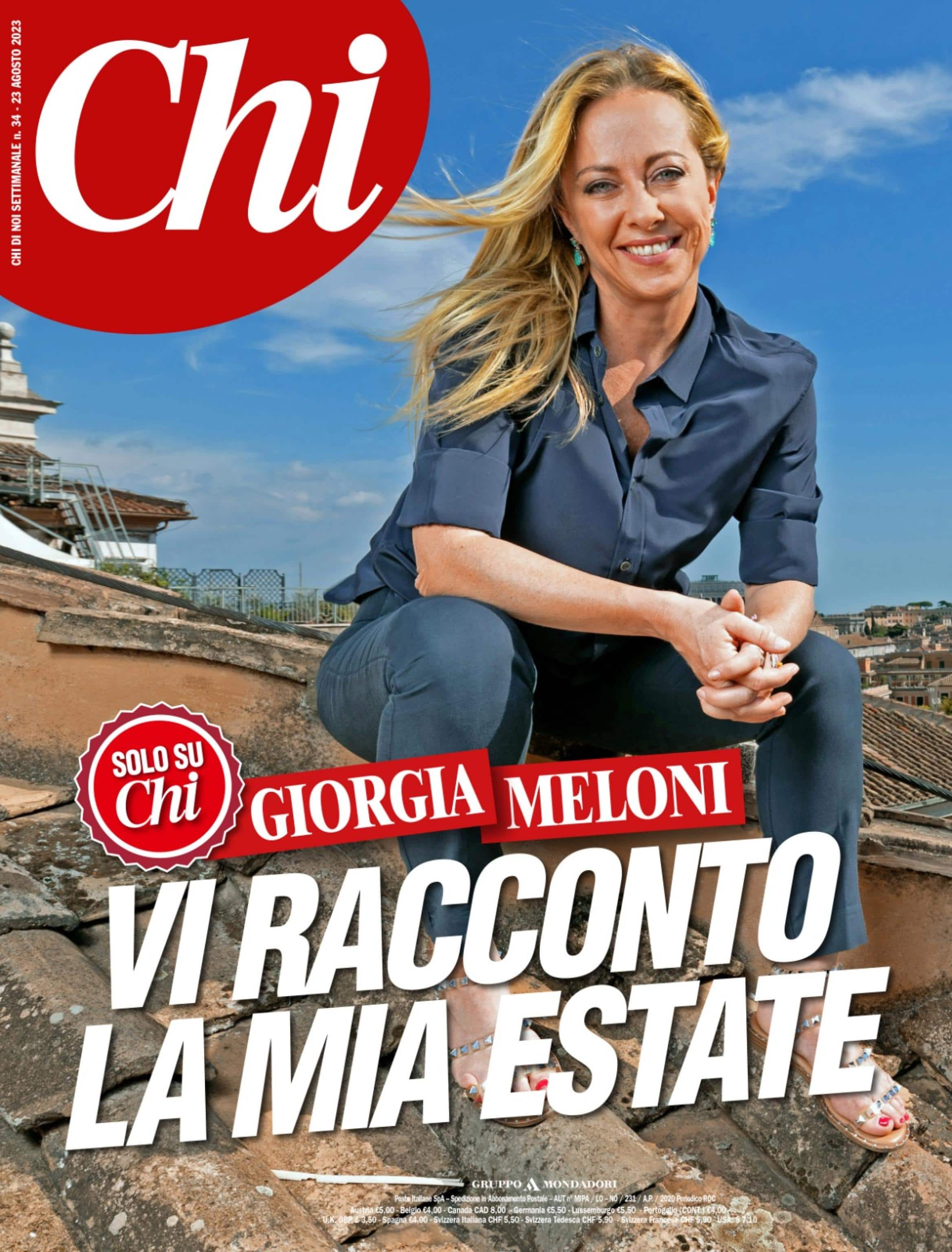 (COPERTINA)"Palazzo Chigi? E' come stare sull'ottovolante 24 ore su 24. Ogni giorno è una sfida e riuscire a tenere insieme tutto è veramente difficile. A volte ti viene il desiderio di scendere da quell'ottovolante, di fermarti un momento e di tornare alla normalità. Ma è un pensiero che ti lambisce la mente solo per qualche istante e poi svanisce. Perché sai che quello che stai facendo ha uno scopo, un senso più grande". E' quanto spiega la premier Giorgia Meloni in una intervista al settimanale "Chi" che ne fornisce un'anticipazione.
ANSA/MONDADORI +++ ANSA PROVIDES ACCESS TO THIS HANDOUT PHOTO TO BE USED SOLELY TO ILLUSTRATE NEWS REPORTING OR COMMENTARY ON THE FACTS OR EVENTS DEPICTED IN THIS IMAGE; NO ARCHIVING; NO LICENSING +++ NPK