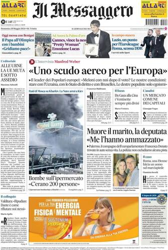 Prima pagina del Messaggero