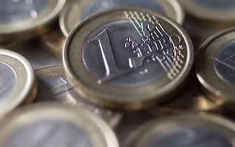 Close up of 1 Euro coins