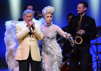 Tony Bennet e Lady Gaga in concerto nella loro unica data italiana al festival Umbria Jazz  a Perugia, 15 Luglio 2015.
ANSA/Gian Matteo Crocchioni