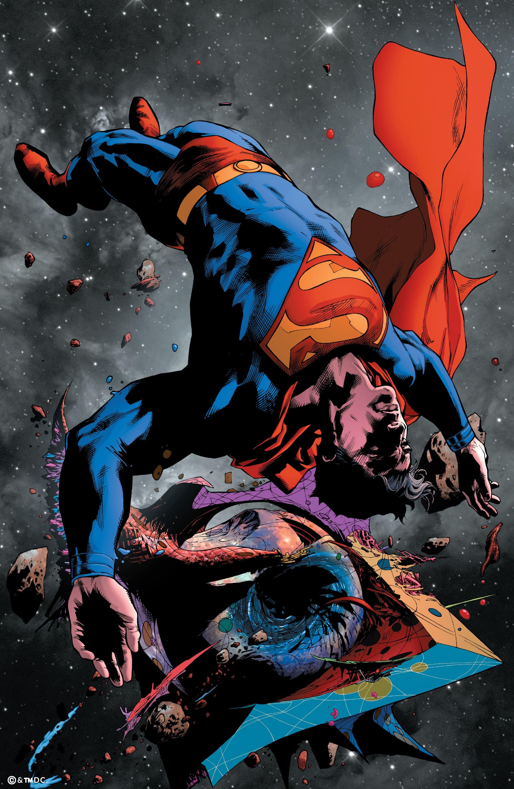 Superman scaraventato nello Spazio in una tavola estratta da Superman Lost di Christopher Priest e Carlo Pagulayan