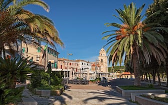 Sirolo, Ancona, Marche, Italy: view of the city square Piazzale Marino in the picturesque old town overlooking the Adriatic Sea in the Conero Riviera
