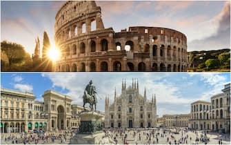 colosseo di roma e duomo di milano