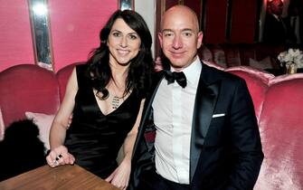 WEST HOLLYWOOD, CA - FEBRUARY 26:  (L-R) CEO of Amazon Jeff Bezos and  writer MacKenzie Bezos attend the Amazon Studios Oscar Celebration at Delilah on February 26, 2017 in West Hollywood, California.  (Photo by Jerod Harris/Getty Images)