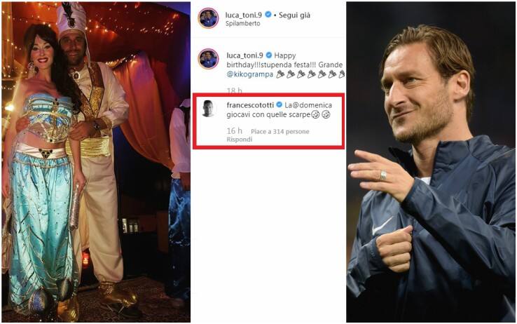 Il simpatico siparietto sui social tra Totti e Toni