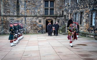 epa10596641 A handout photo made available by the British Ministry of Defence (MOD) of the Stone of Destiny starting its journey to Westminster for the Coronation, in Edinburgh Castle, Edinburgh, Scotland, Britain, 28 April 2023. The Stone left the Great Hall in Edinburgh Castle with the First Minister, Humza Yousaf, present. The Coronation of King Charles III will take place on the 06 May 2023.  EPA/MARK OWENS/BRITISH MINISTRY OF DEFENCE HANDOUT -- MANDATORY CREDIT: MOD/CROWN COPYRIGHT -- HANDOUT EDITORIAL USE ONLY/NO SALES