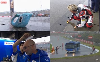 Nubifragio a Motegi: ai box succede di tutto. FOTO