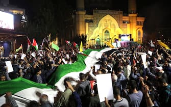 TEHRAN, IRAN - OCTOBER 07: Thousands of Iranian people stage a demonstration and carry Palestinian flag in support of Hamas and Palestinian resistance in Tehran, Iran on October 07, 2023. (Photo by Fatemeh Bahrami/Anadolu Agency via Getty Images)