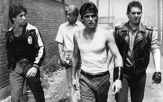 Los Angeles.CA.USA.  Nicolas Cage, Vincent Spano, Matt Dillon and Christopher (Chris) Penn in ©American Zoetrope Studio film, Rumble Fish (1983)Director:Francis Ford Coppola  Screenplay: S. E. Hinton and Francis Ford Coppola Source:S.E. Hinton (novel)Ref:LMK106-SLIB140819-001Supplied by LMKMEDIA. Editorial Only. Landmark Media is not the copyright owner of these Film or TV stills but provides a service only for recognised Media outlets. pictures@lmkmedia.com