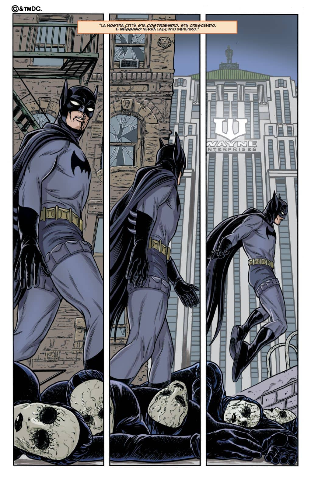 Una tavola tratta da Batman: L'Era Oscura di Mark Russell e Mike Allred (Panini DC) Una tavola tratta da Batman: L'Era Oscura di Mark Russell e Mike Allred (Panini DC)