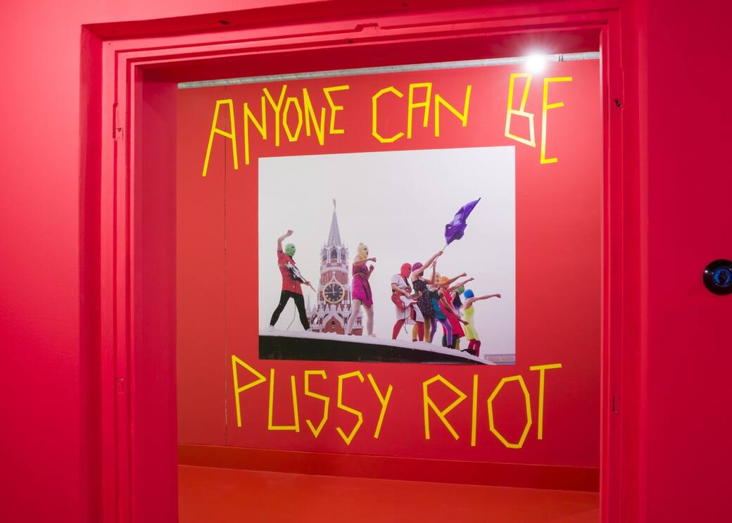 "Velvet Terrorism: Pussy Riot‘s Russia" exhibition view Haus der Kunst München, 2024. Photo: Maximilian Geuter