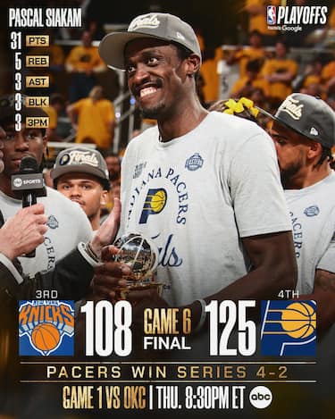 INDIANA PACERS-NEW YORK KNICKS GARA-6 125-108 (SERIE 4-2)