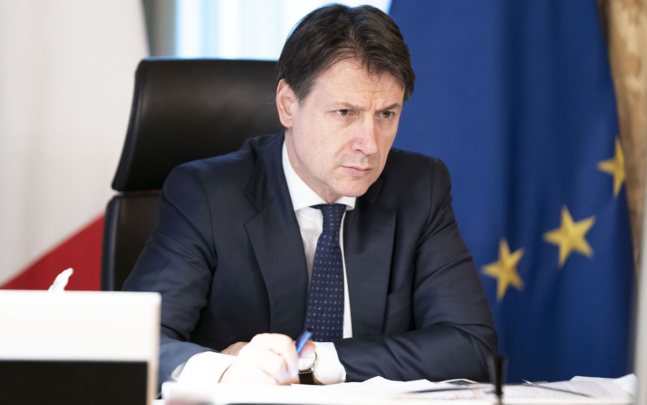 Coronavirus, Il Presidente del Consiglio Giuseppe Conte a Palazz