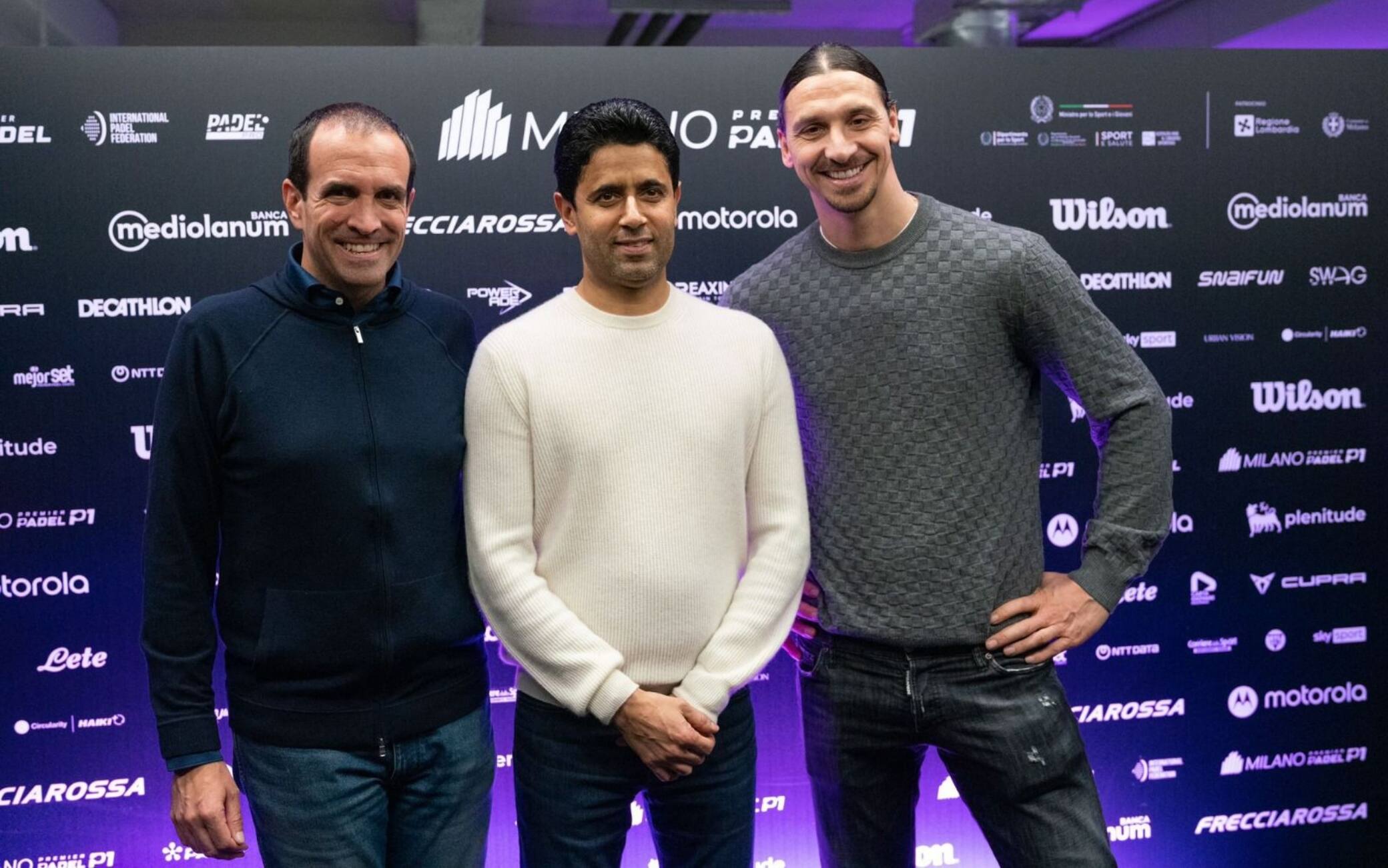 Ibrahimovic insieme ad Al Khelaifi all'Allianz Cloud per il Milano Premier Padel