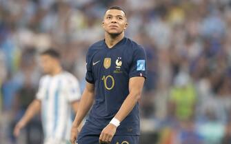 France's forward Kylian Mbappe reacts at the end of the FIFA World Cup Qatar 2022 Final match between Argentina and France at Lusail Stadium, on December 18, 2022. Photo by David Niviere/ABACAPRESS.COM