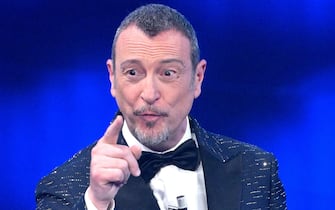 Sanremo Festival host and artistic director Amadeus on stage at the Ariston theatre during the 74th Sanremo Italian Song Festival, in Sanremo, Italy, 06 February 2024. The music festival will run from 06 to 10 February 2024.  ANSA/ETTORE FERRARI