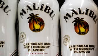 KIEV, UKRAINE - 2018/09/14: Malibu is a coconut flavored liqueur, made with Caribbean rum, and possessing an alcohol content by volume of 21.0 %. As of 2017 the Malibu brand is owned by Pernod Ricard, who calls it a "flavored rum", where this designation is allowed by local laws. (Photo by Igor Golovniov/SOPA Images/LightRocket via Getty Images)
