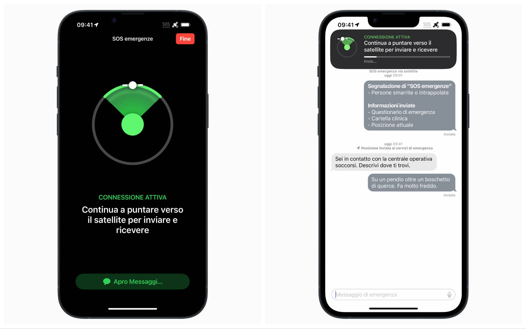 Apple ha sviluppato una tecnologia e un'interfaccia intuitive per la connessione ai satelliti