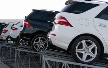 Cars in a rows. Used car sales