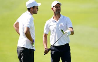 Novak Djokovic (right) during the All-Star Match at the Marco Simone Golf and Country Club, Rome, Italy, ahead of the 2023 Ryder Cup. Picture date: Wednesday September 27, 2023.