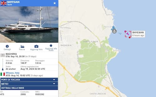 il punto dove è affondata l'imbarcazione