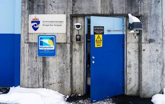 The entrance gate to the Ringerike prison where Anders Behring Breivik serves his custodial sentence in a cell spread on two floors is pictured on December 14, 2023 in Tyristrand, North-West of Oslo, Norway. Anders Behring Breivik, the right-wing extremist who killed 77 people in 2011 and is now "suicidal" according to his lawyer, appears in court on January 8, 2024 in his lawsuit against Norway over his prison conditions. (Photo by Ole Berg-Rusten / NTB / AFP) / Norway OUT (Photo by OLE BERG-RUSTEN/NTB/AFP via Getty Images)