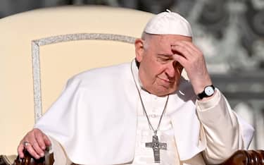 Pope Francis reacts during the weekly general audience in Saint Peter's Square, Vatican City, 12 April 2023.   ANSA/ETTORE FERRARI