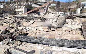 MALIBU, CA - JANUARY 10: The home of Paris Hilton is destroyed by the Palisades Fire on January 10, 2025 in Malibu, California. (Photo by MEGA/GC Images)
