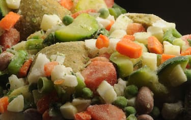 Close up on frozen vegetables for minestrone