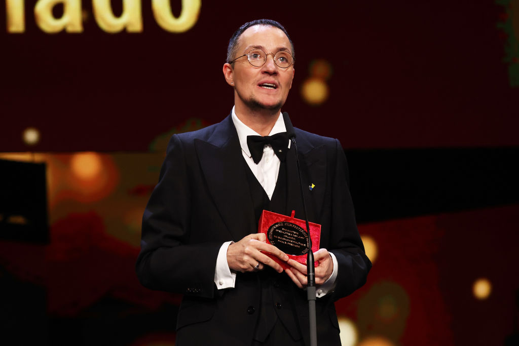 BERLIN, GERMANY - FEBRUARY 25:  Paul B. Preciado speaks on stage after winning the Special Jury Award - Encounters - for  "Orlando, My Political Biography" at the award ceremony of the 73rd Berlinale International Film Festival Berlin at Berlinale Palast on February 25, 2023 in Berlin, Germany. (Photo by Sebastian Reuter/Getty Images)