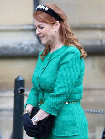 WINDSOR, ENGLAND - MARCH 31: Sarah, Duchess of York attends the Easter Mattins Service at Windsor Castle on March 31, 2024 in Windsor, England. (Photo by Chris Jackson/Getty Images)