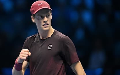 Jannik Sinner of Italy during the men's singles Round Robin match against Alex De Minaur of Australia  at the ATP Finals in Turin, Italy, 15 November 2025. ANSA/Alessandro Di Marco
