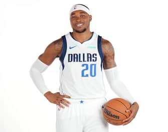 DALLAS, TX - SEPTEMBER 29: Richaun Holmes #20 of the Dallas Mavericks poses for a portrait during 2023 NBA Media Day on September 29, 2023 at the American Airlines Center in Dallas, Texas. NOTE TO USER: User expressly acknowledges and agrees that, by downloading and or using this photograph, User is consenting to the terms and conditions of the Getty Images License Agreement. Mandatory Copyright Notice: Copyright 2023 NBAE (Photo by Glenn James/NBAE via Getty Images)