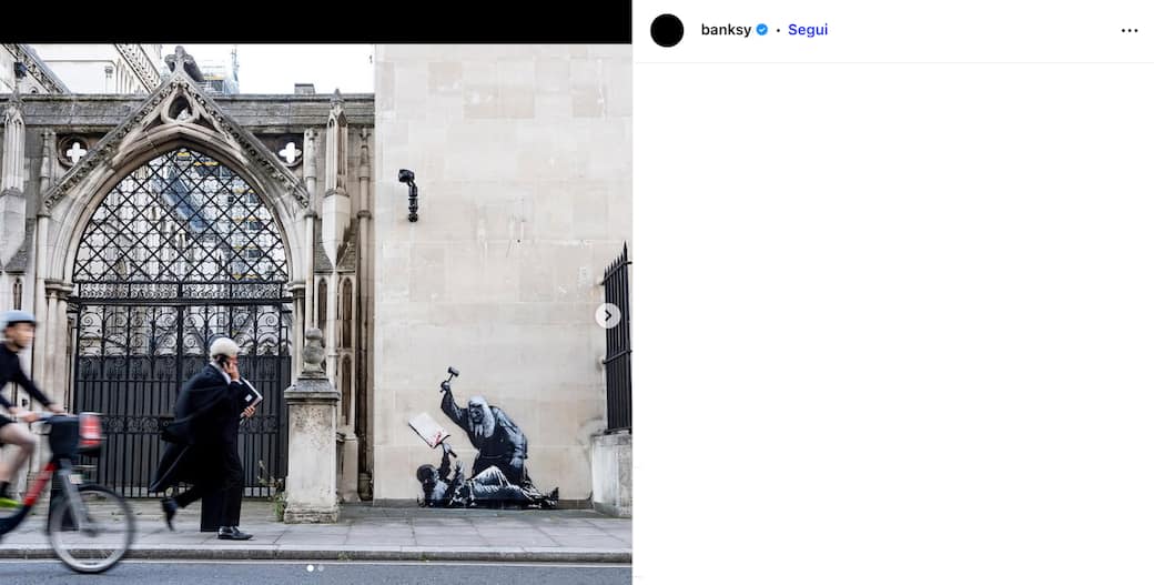 Uno screenshot dalla pagina Instagram di Banksy