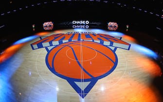 NEW YORK, NY - FEBRUARY 6:  A general view of the New York Knicks logo before a game against the Los Angeles Lakers on February 6, 2017 at Madison Square Garden in New York City, New York.  NOTE TO USER: User expressly acknowledges and agrees that, by downloading and/or using this photograph, user is consenting to the terms and conditions of the Getty Images License Agreement. Mandatory Copyright Notice: Copyright 2017 NBAE (Photo by Nathaniel S. Butler/NBAE via Getty Images)