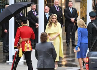 LONDON, ENGLAND - MAY 06: Maisy Biden arrives at the Coronation of King Charles III and Queen Camilla on May 06, 2023 in London, England. The Coronation of Charles III and his wife, Camilla, as King and Queen of the United Kingdom of Great Britain and Northern Ireland, and the other Commonwealth realms takes place at Westminster Abbey today. Charles acceded to the throne on 8 September 2022, upon the death of his mother, Elizabeth II. (Photo by Stuart C. Wilson/Getty Images)