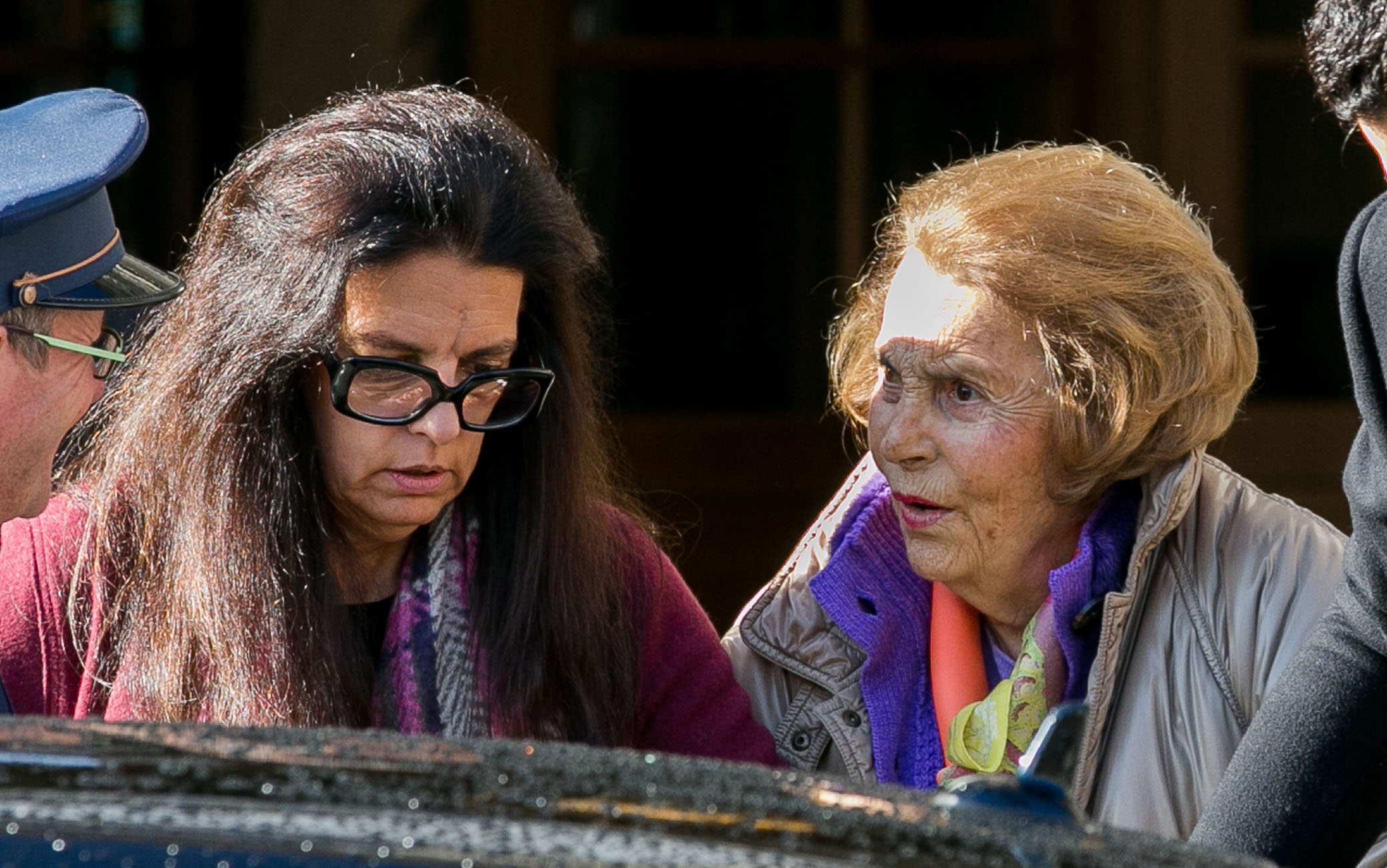 PARIS, FRANCE - OCTOBER 21:  (L-R) Francoise Bettencourt Meyers and Liliane Bettenourt leave the RITZ hotel on October 21, 2016 in Paris, France.  (Photo by Paul Hubble/GC Images)