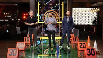 MASTERCHEF: L-R: Host/judge Gordon Ramsay with judges Aarón Sánchez and Joe Bastianich in the “Fish Out of Water / Kelsey's Stadium" episodes of MASTERCHEF airing Wednesday, August 30 (8:00-10:00 PM ET/PT) on FOX.