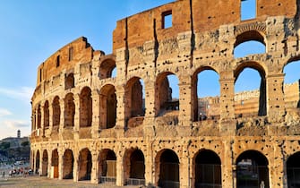 Rome Lazio Italy. The Colosseum (Colosseo) is an oval amphitheatre in the centre of the city of Rome, just east of the Roman Forum