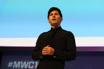 Telegram founder and CEO Pavel Durov delivers his keynote conference during day two of the Mobile World Congress at the Fira Gran Via complex in Barcelona, Spain on February 23, 2016. The annual Mobile World Congress hosts some of the world's largest communication companies, the show runs from the 22 to 25 February. Photo by Manuel Blondeau/AOP.Press/Corbis (Photo by AOP.Press/Corbis via Getty Images)