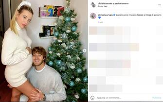 paolo ciavarro e clizia incorvaia mostrano il loro albero azzurro