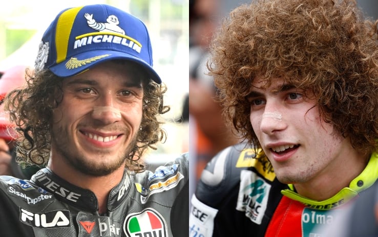 Marco Bezzecchi e Marco Simoncelli: stessi ricci, stesso cerotto sul naso