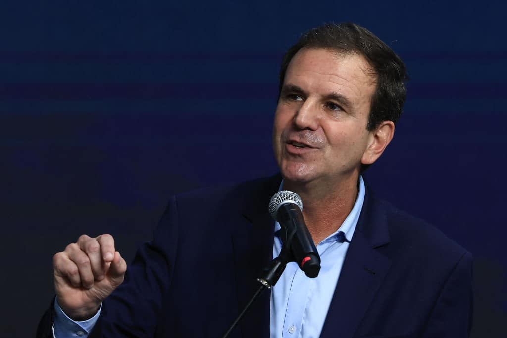 RIO DE JANEIRO, BRAZIL - APRIL 02: Major of Rio de Janeiro Eduardo Paes speaks during the inauguration of the Institute of Pure and Applied Mathematics (Instituto de MatemÃ¡tica Pura e Aplicada) on April 02, 2024 in Rio de Janeiro, Brazil. (Photo by Buda Mendes/Getty Images)