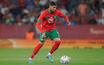 Yahya Jabrane of Morocco during the international friendly match between Morocco and Chile played at RCDE Stadium on September 23, 2022 in Barcelona, Spain. (Photo by Bagu Blanco / PRESSIN)