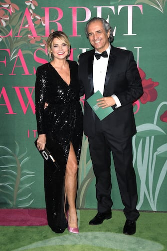 MILAN, ITALY - SEPTEMBER 22: Simona Ventura and Giovanni Terzi attend the Green Carpet Fashion Awards during the Milan Fashion Week Spring/Summer 2020 on September 22, 2019 in Milan, Italy. (Photo by Daniele Venturelli/Getty Images)