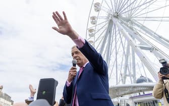 New leader of Reform UK Nigel Farage speaks on the first day of his election trail in Clacton-on-Sea, Essex, England.04.06.2024.  

Material must be credited "The Times/News Licensing" unless otherwise agreed. 100% surcharge if not credited. Online rights need to be cleared separately. Strictly one time use only subject to agreement with News Licensing