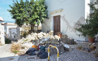 Ischia, la zona rossa di Casamicciola, sull'isola di Ischia, ad un anno dal terremoto che nell'agosto del 2017 provocò la morte di due donne e 2600 sfollati. 18/08/2018, Casamicciola, Italia